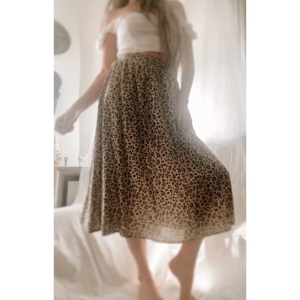 Nine West Women's Size Small Leopard Print Midi Skirt, animal print boho cheetah
